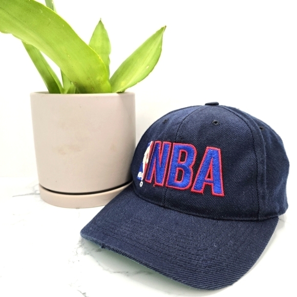vintage 90s | NBA logo navy wool blend basketball snapback hat - Picture 1 of 10
